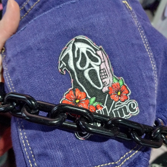 Custom RAGE Scream Ghostface wildfox super dope purple daisy Duke cutoffs! - Picture 11 of 14